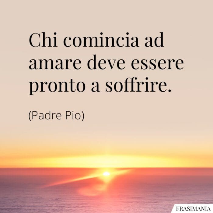 Chi comincia ad amare deve essere pronto a soffrire.