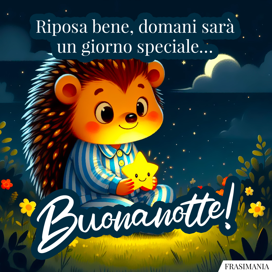 Riposa bene, domani sarà un giorno speciale… Buonanotte!