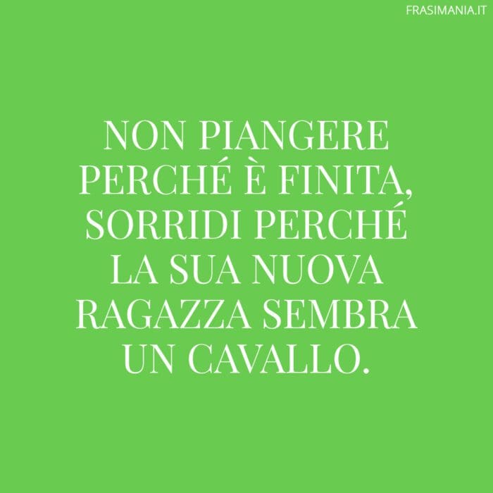 Non piangere perché è finita, sorridi perché la sua nuova ragazza sembra un cavallo.