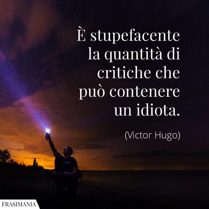 È stupefacente la quantità di critiche che può contenere un idiota.