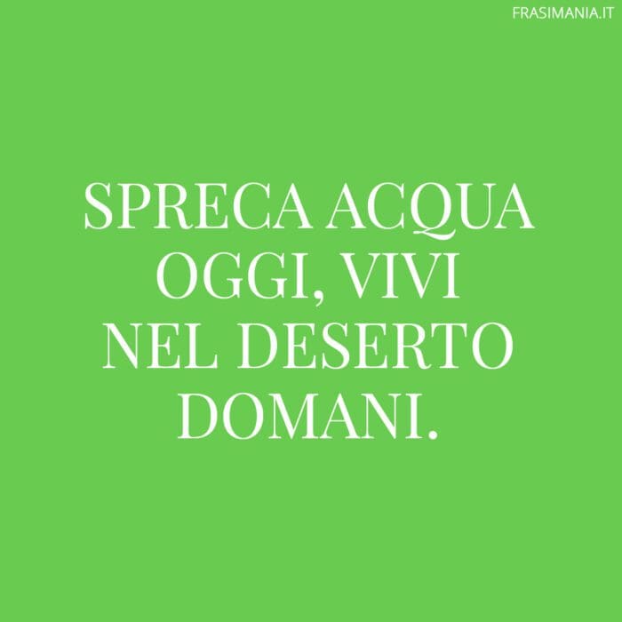 Spreca acqua oggi, vivi nel deserto domani.