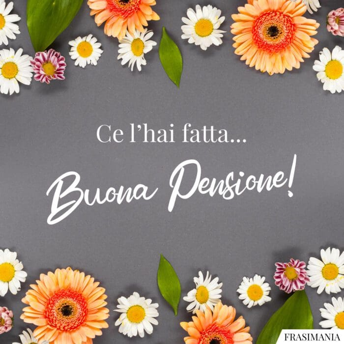 Ce l’hai fatta… Buona Pensione!