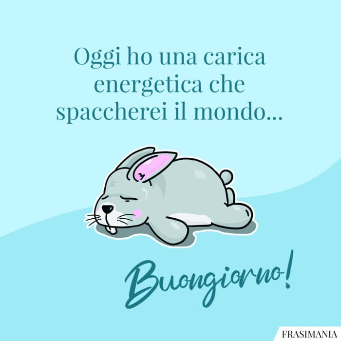 Oggi ho una carica energetica che spaccherei il mondo… Buongiorno!