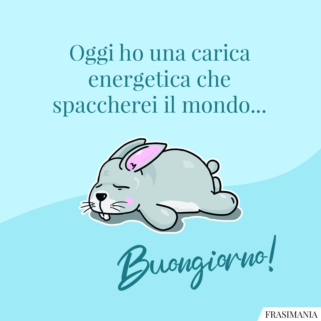 Oggi ho una carica energetica che spaccherei il mondo... Buongiorno!
