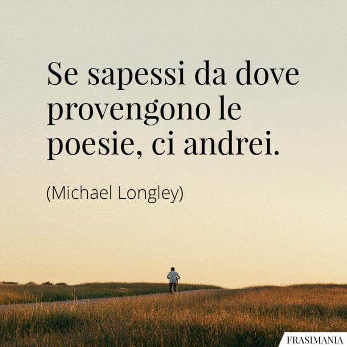 Se sapessi da dove provengono le poesie, ci andrei.