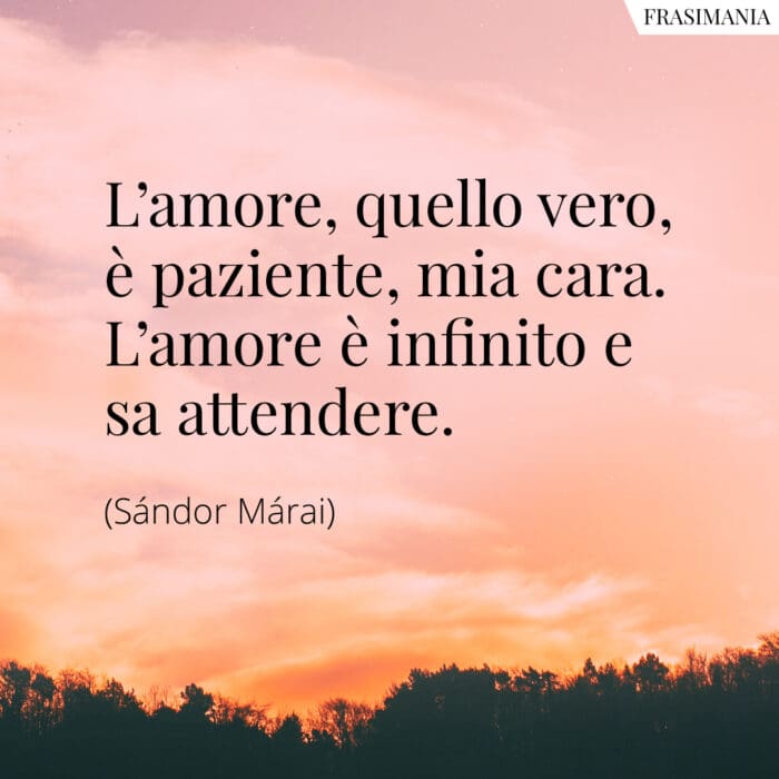 L’amore, quello vero, è paziente, mia cara. L’amore è infinito e sa attendere.