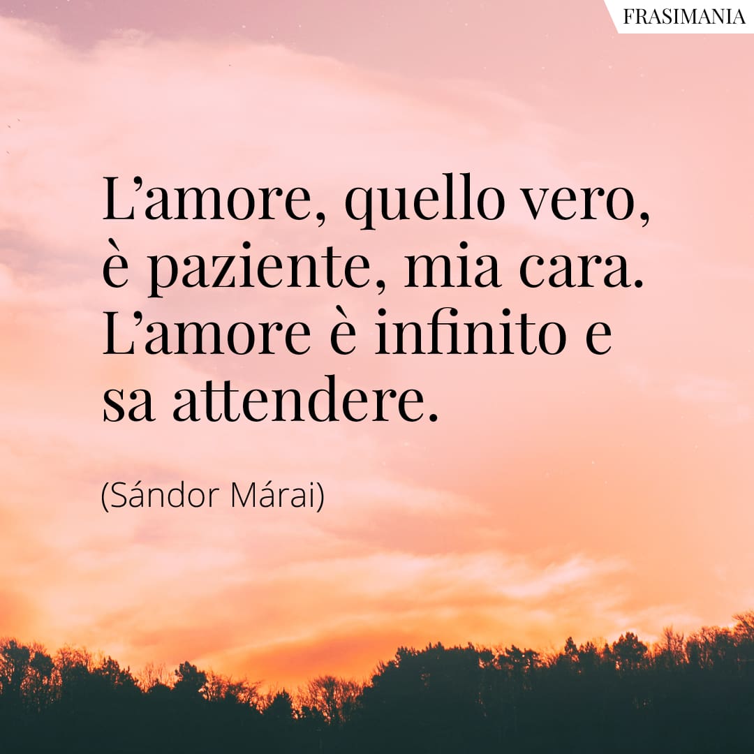 L'amore, quello vero, è paziente, mia cara. L'amore è infinito e sa attendere.