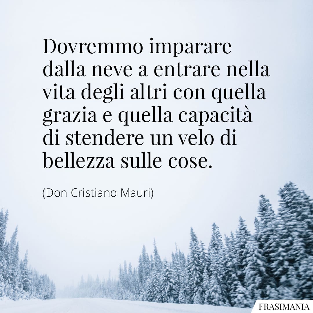 Dovremmo imparare dalla neve a entrare nella vita degli altri con quella grazia e quella capacità di stendere un velo di bellezza sulle cose.
