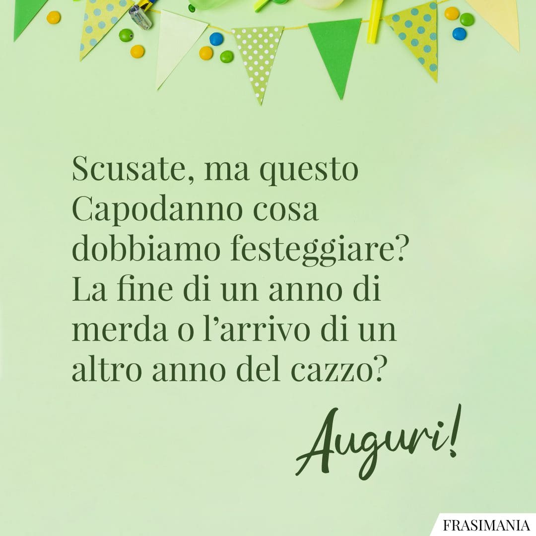 Scusate, ma questo Capodanno cosa dobbiamo festeggiare? La fine di un anno di merda o l'arrivo di un altro anno del cazzo? Auguri!