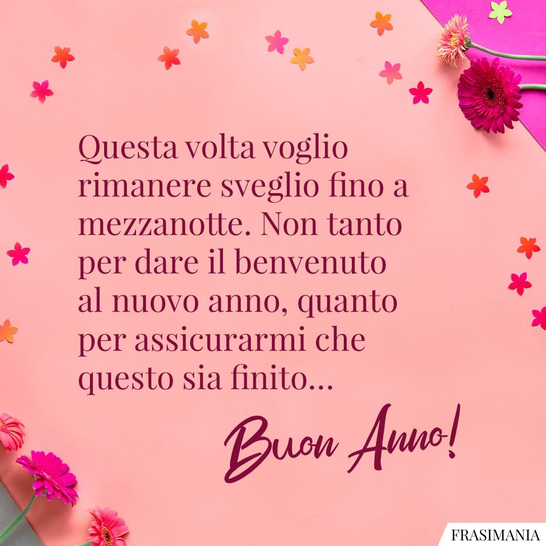 Questa volta voglio rimanere sveglio fino a mezzanotte. Non tanto per dare il benvenuto al nuovo anno, quanto per assicurarmi che questo sia finito... Buon Anno!