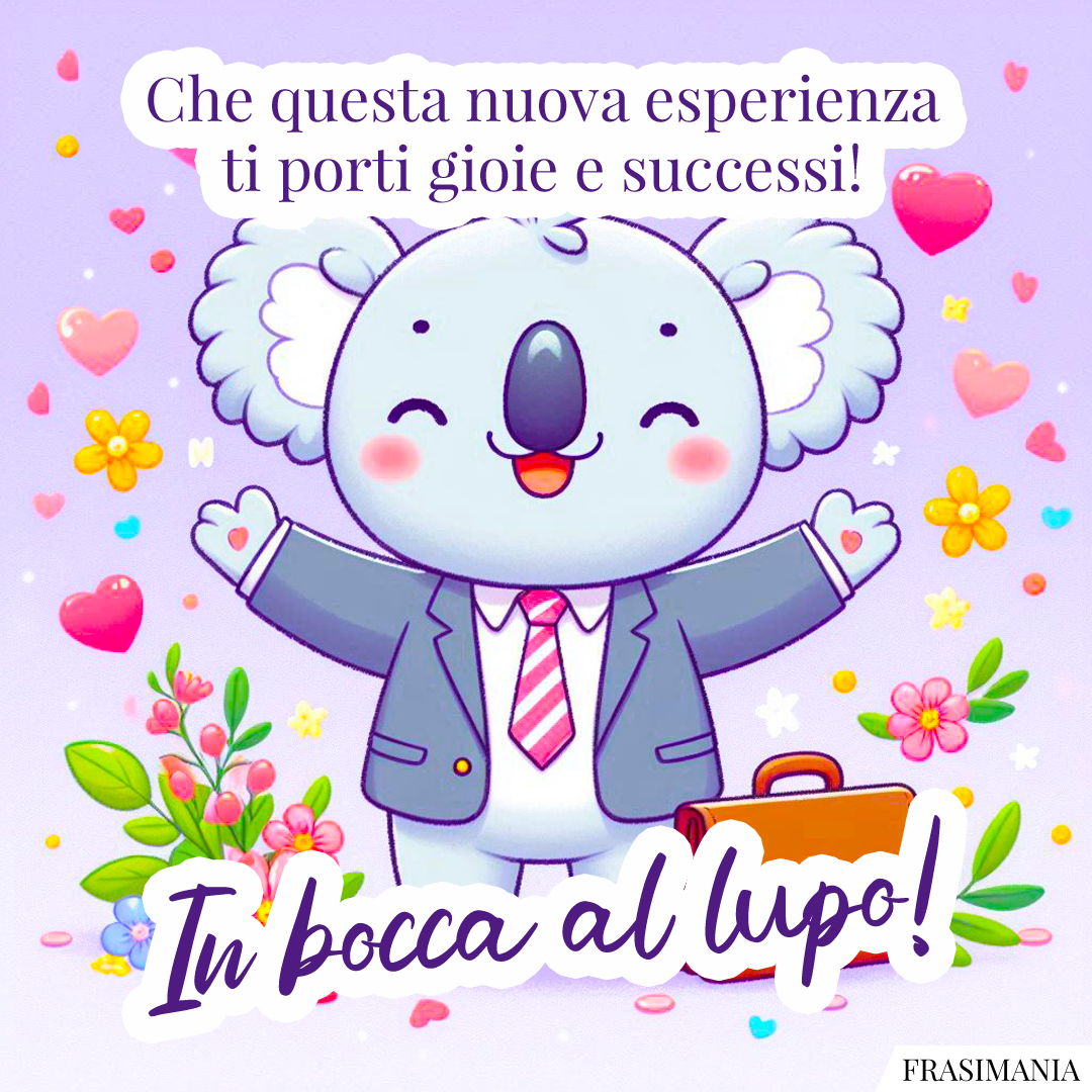 Che questa nuova esperienza ti porti gioie e successi! In bocca al lupo!