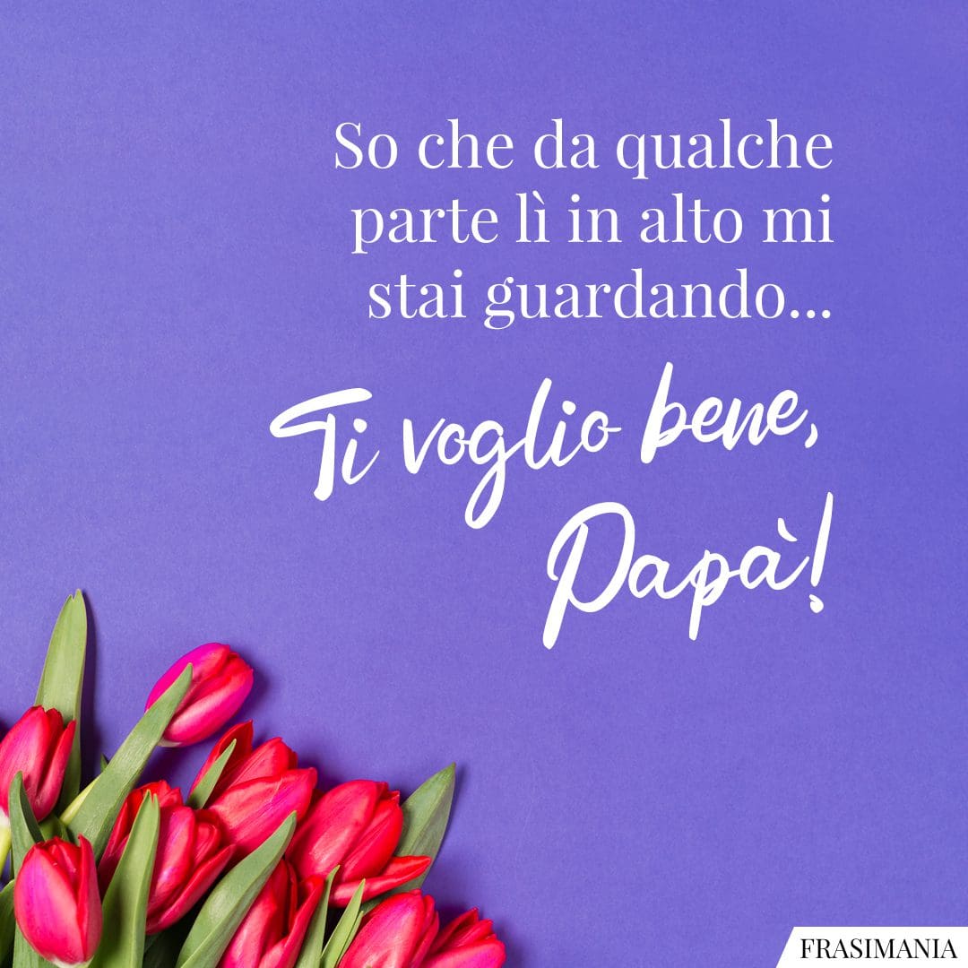 So che da qualche parte lì in alto mi stai guardando... ti voglio bene, Papà!