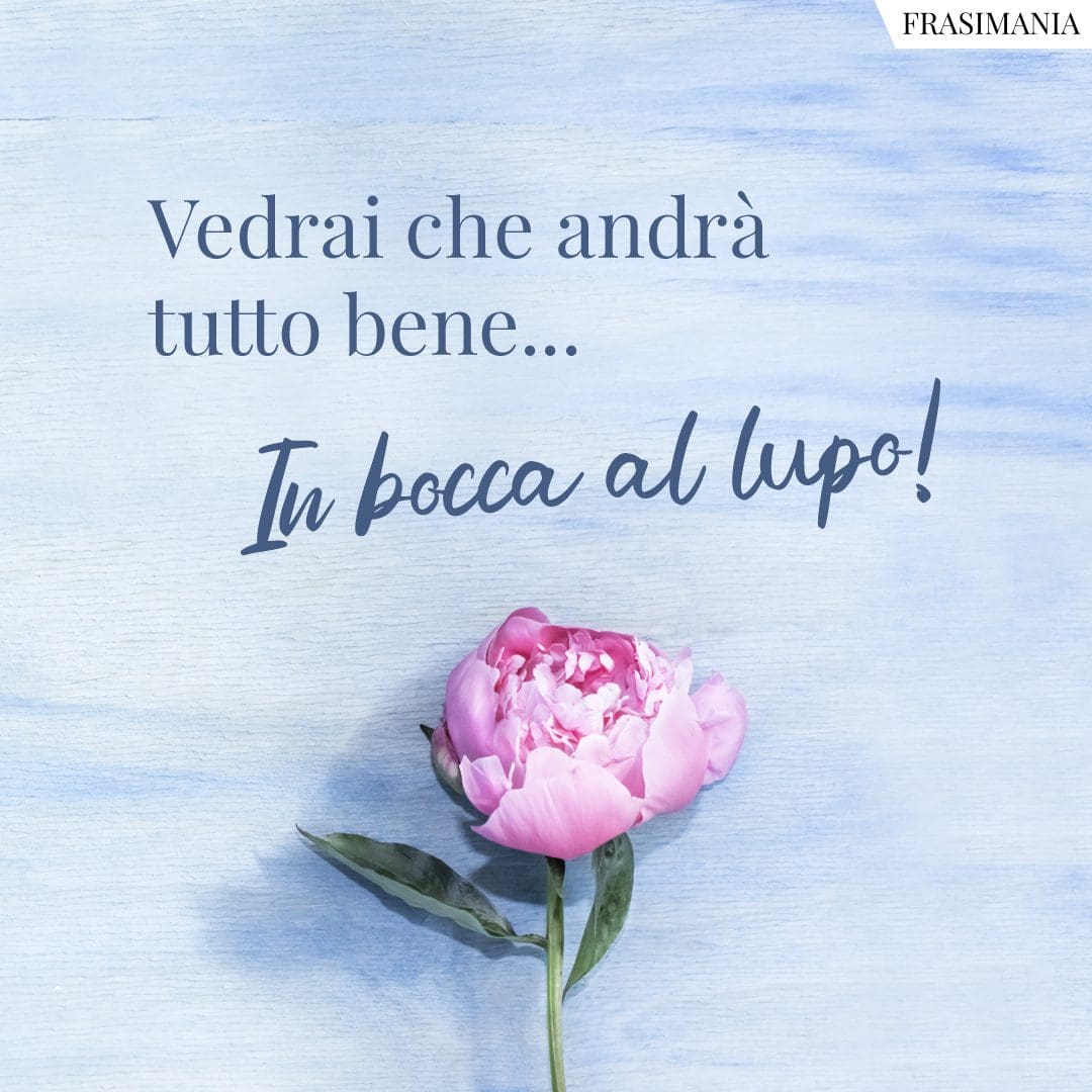 Vedrai che andrà tutto bene... In bocca al lupo!