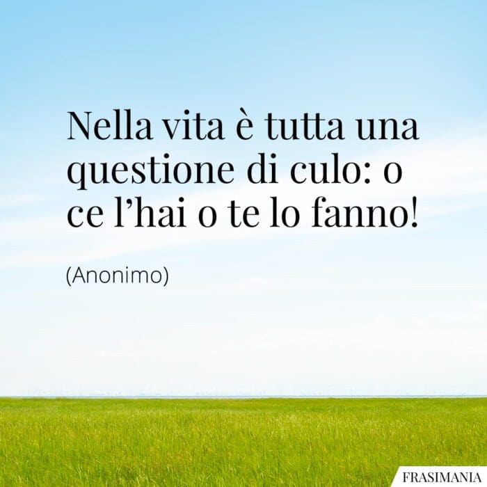 Nella vita è tutta una questione di culo: o ce l'hai o te lo fanno!
