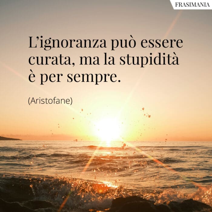 L’ignoranza può essere curata, ma la stupidità è per sempre.