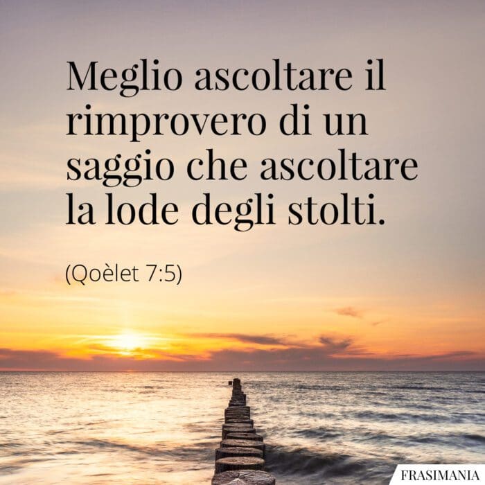 Meglio ascoltare il rimprovero di un saggio che ascoltare la lode degli stolti.