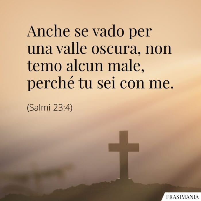 Anche se vado per una valle oscura, non temo alcun male, perché tu sei con me.