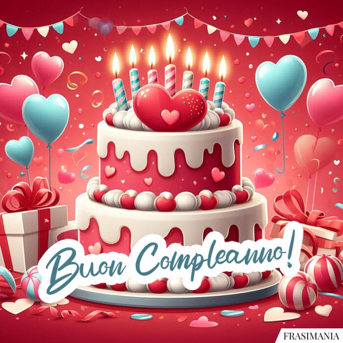 Buon compleanno torta cuore