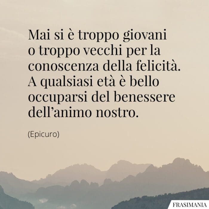 Frasi felicità età Epicuro