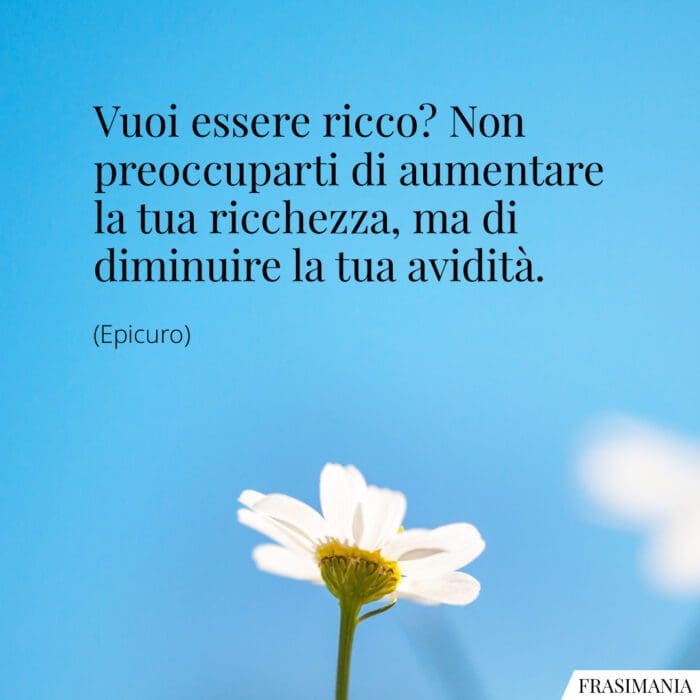 Vuoi essere ricco? Non preoccuparti di aumentare la tua ricchezza, ma di diminuire la tua avidità.