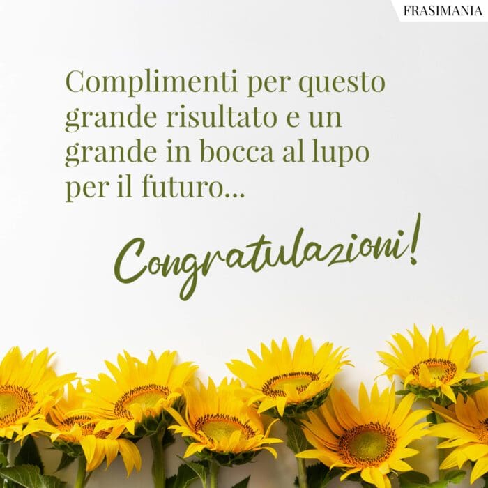 Complimenti per questo grande risultato e un grande in bocca al lupo per il futuro… Congratulazioni!