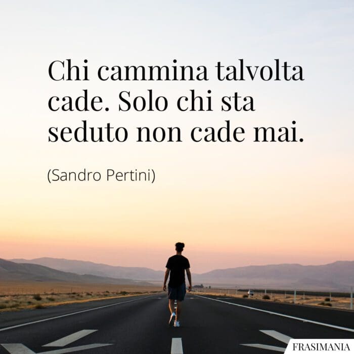 Chi cammina talvolta cade. Solo chi sta seduto non cade mai.