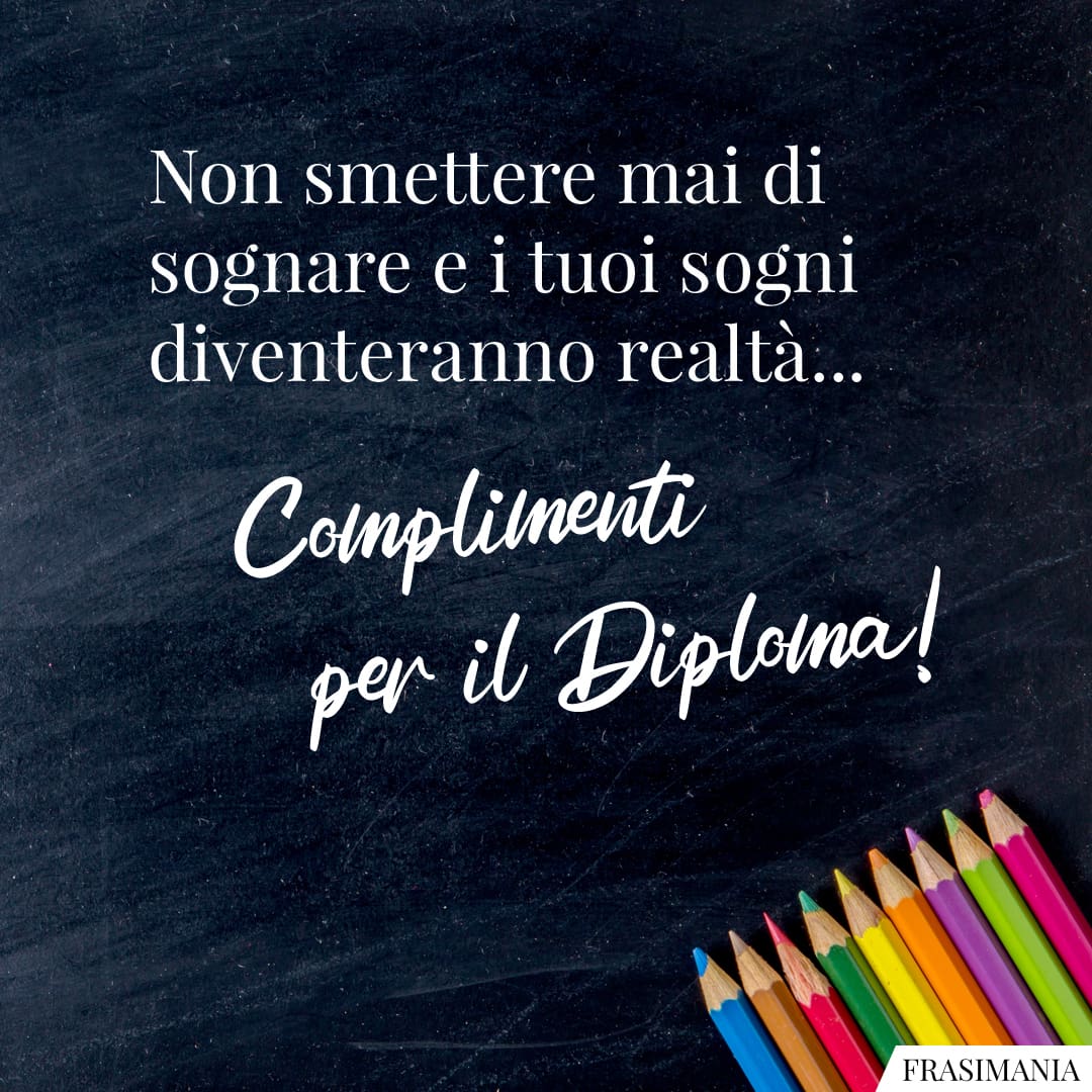 Non smettere mai di sognare e i tuoi sogni diventeranno realtà... Complimenti per il Diploma!