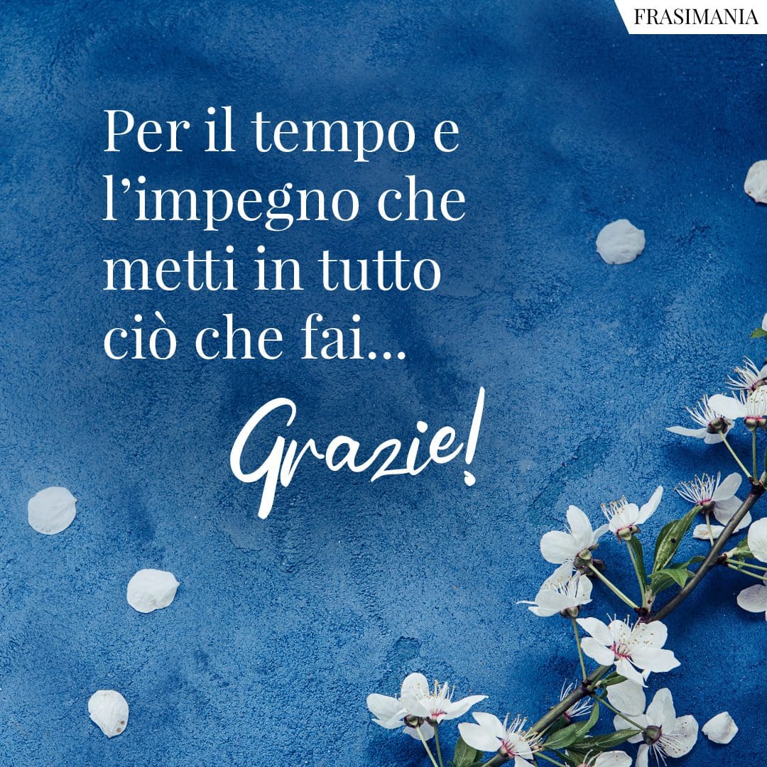 Per il tempo e l'impegno che metti in tutto ciò che fai... Grazie!