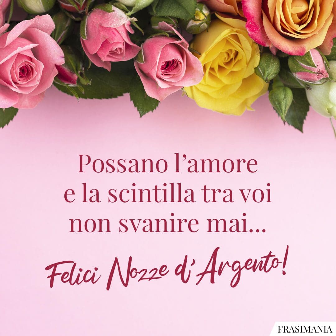 Possano l'amore e la scintilla tra voi non svanire mai... Felici Nozze d'Argento!