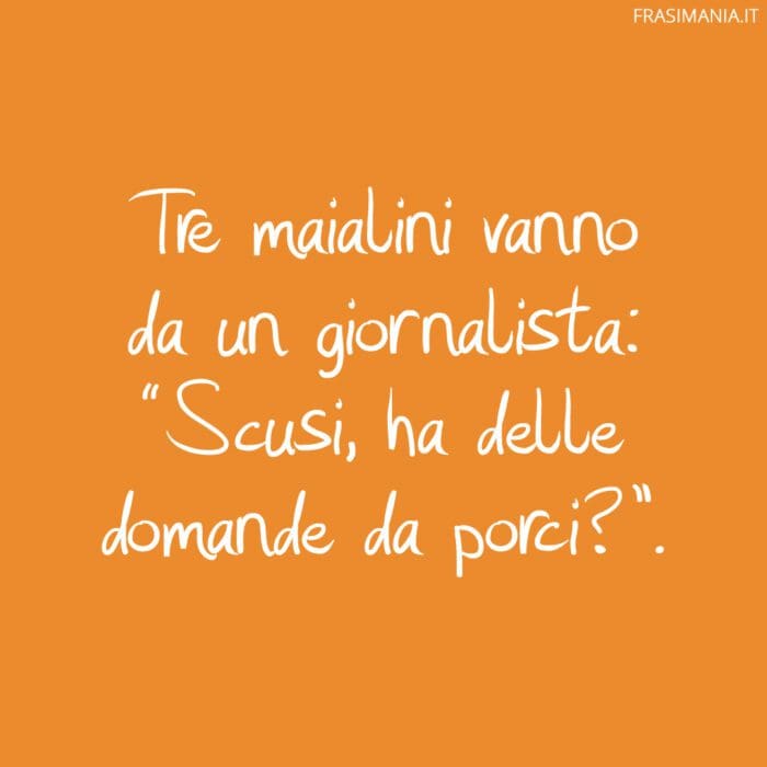 Tre maialini vanno da un giornalista: “Scusi, ha delle domande da porci?”.