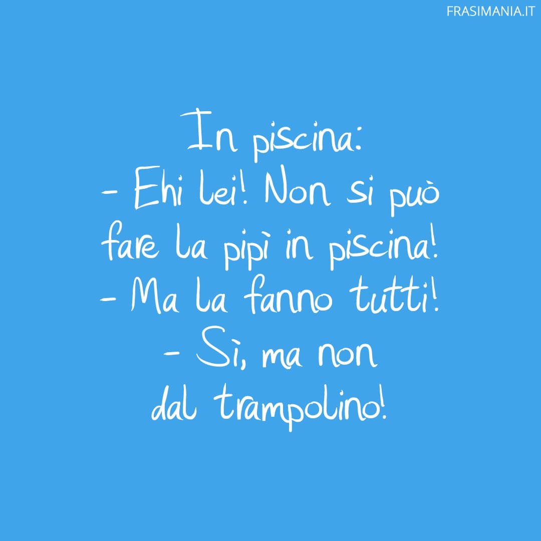 Ehi lei! Non si può fare la pipì in piscina!