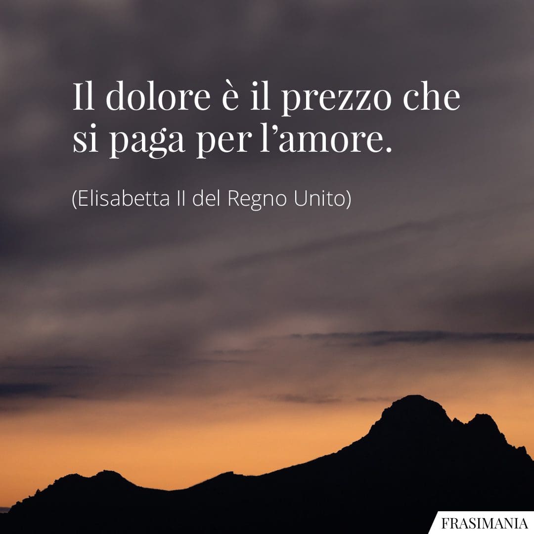 Il dolore è il prezzo che si paga per l'amore.