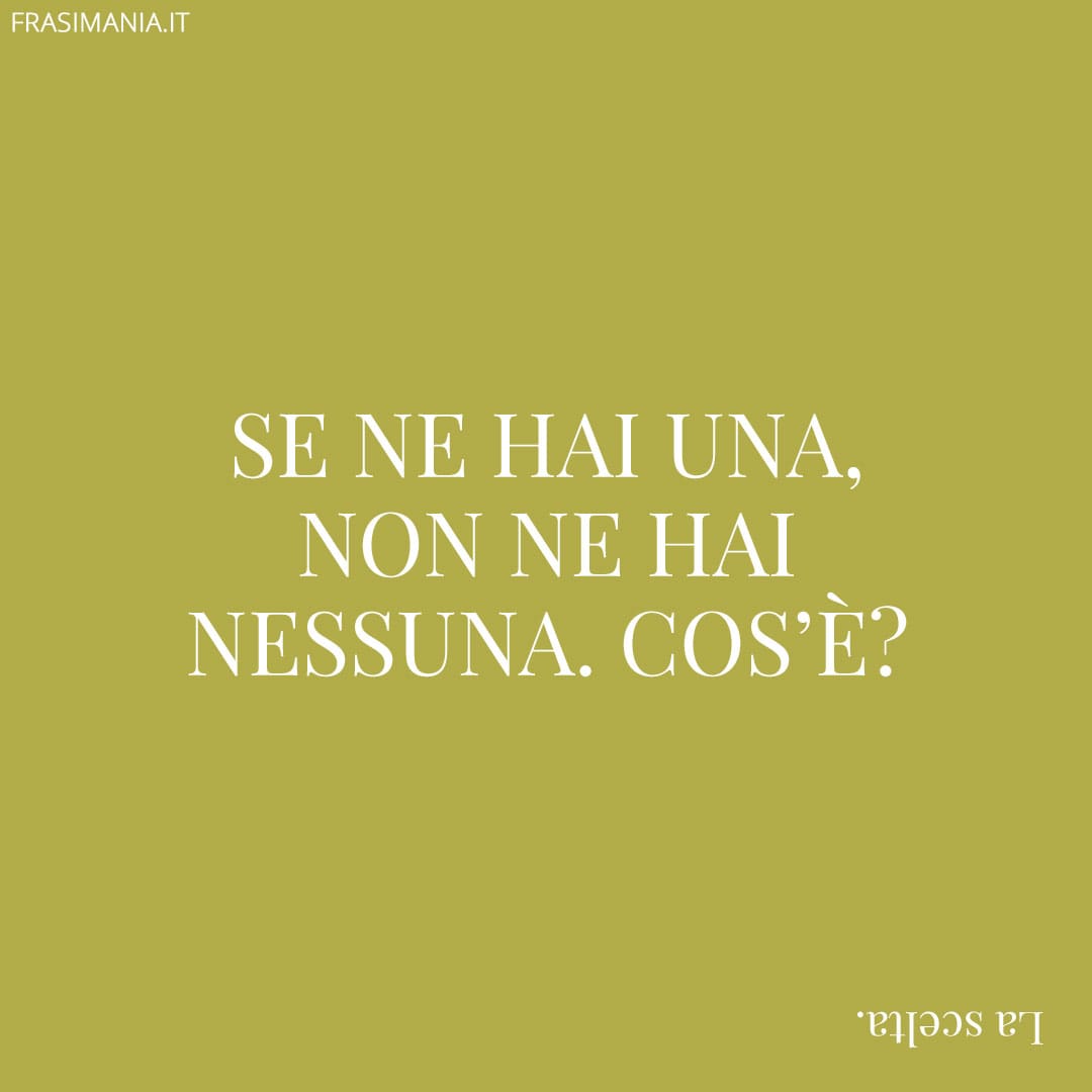 Se ne hai una, non ne hai nessuna. Cos'è?