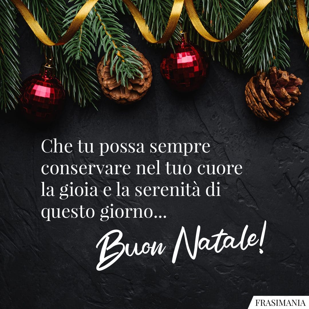 Che tu possa sempre conservare nel tuo cuore la gioia e la serenità di questo giorno... Buon Natale!