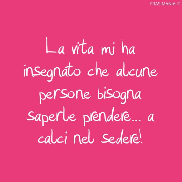 La vita mi ha insegnato che alcune persone bisogna saperle prendere... a calci nel sedere!
