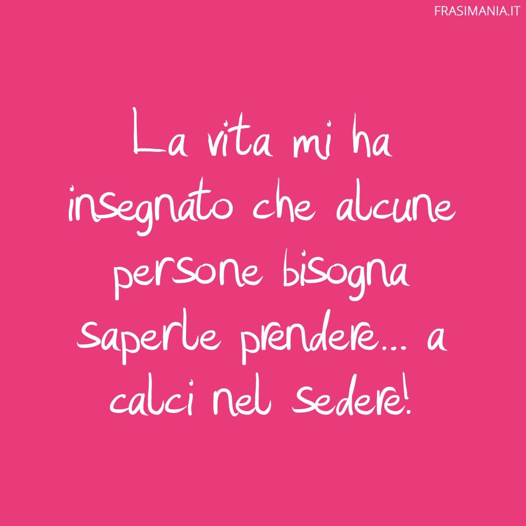 La vita mi ha insegnato che alcune persone bisogna saperle prendere... a calci nel sedere!