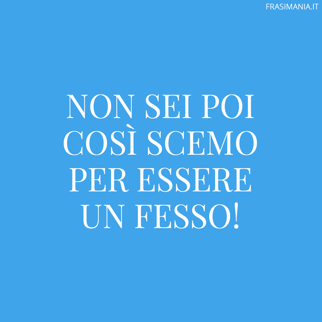 Non sei poi così scemo per essere un fesso!