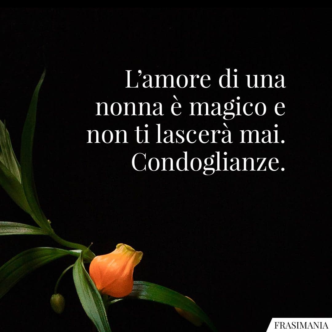 L'amore di una nonna è magico e non ti lascerà mai. Condoglianze.