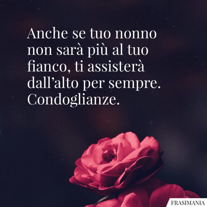 Anche se tuo nonno non sarà più al tuo fianco, ti assisterà dall’alto per sempre. Condoglianze.