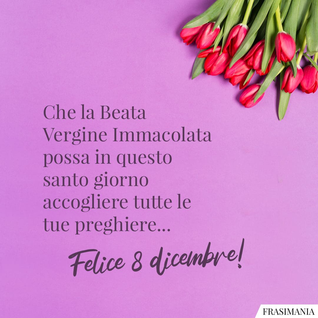 Che la Beata Vergine Immacolata possa in questo santo giorno accogliere tutte le tue preghiere... Felice 8 dicembre!