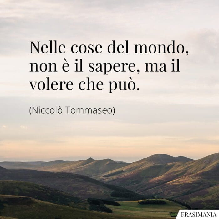 Nelle cose del mondo, non è il sapere, ma il volere che può.