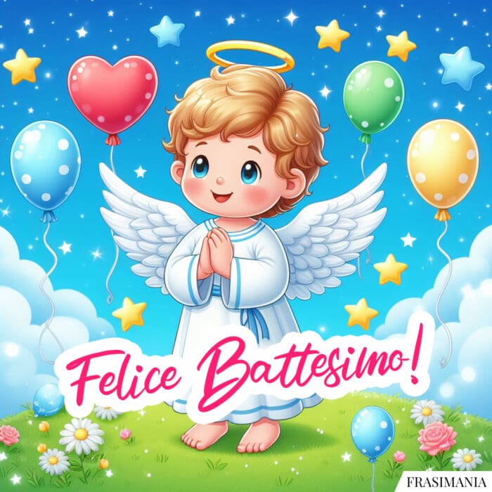 Auguri battesimo felice angioletto