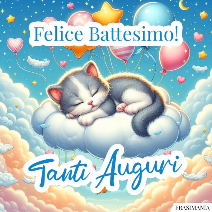 Auguri battesimo felice gattino