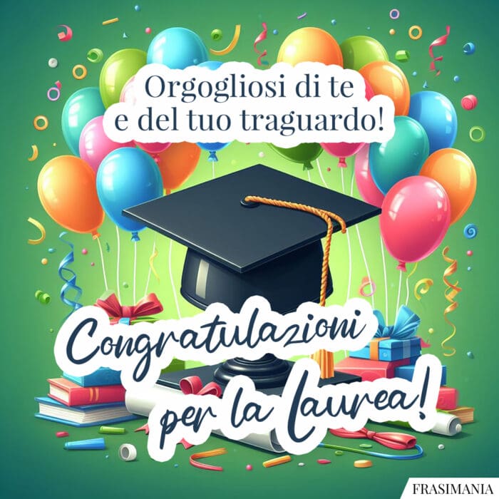 Orgogliosi di te e del tuo traguardo! Congratulazioni per la Laurea!