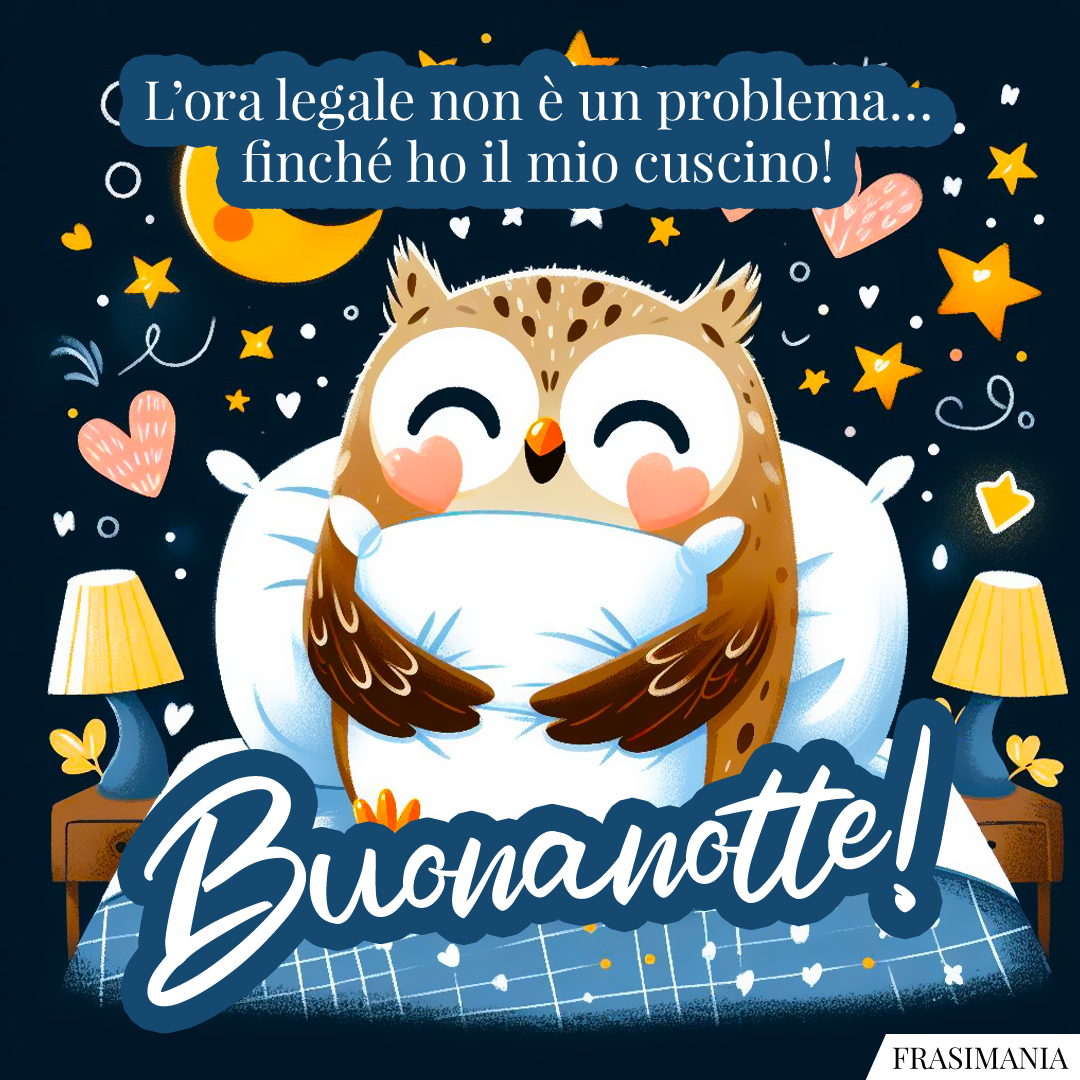 L’ora legale non è un problema… finché ho il mio cuscino! Buonanotte!