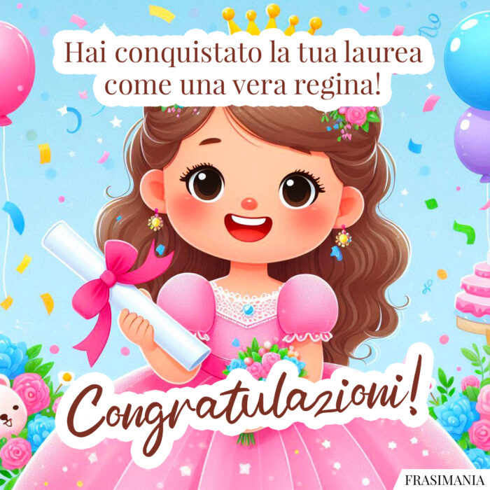 Hai conquistato la tua laurea come una vera regina! Congratulazioni!