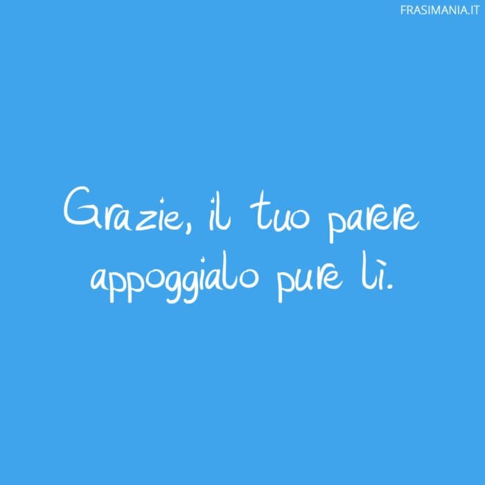 Grazie, il tuo parere appoggialo pure lì.