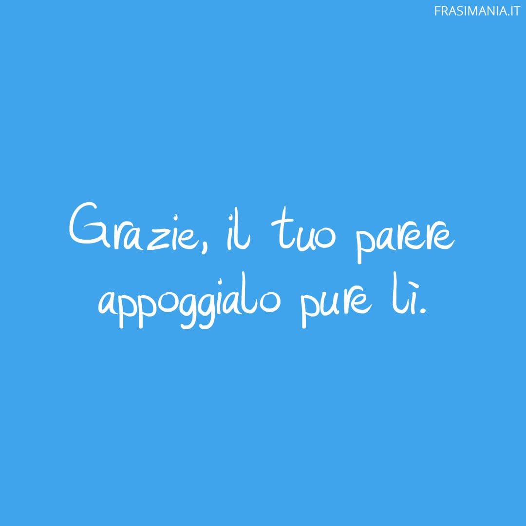 Grazie, il tuo parere appoggialo pure lì.