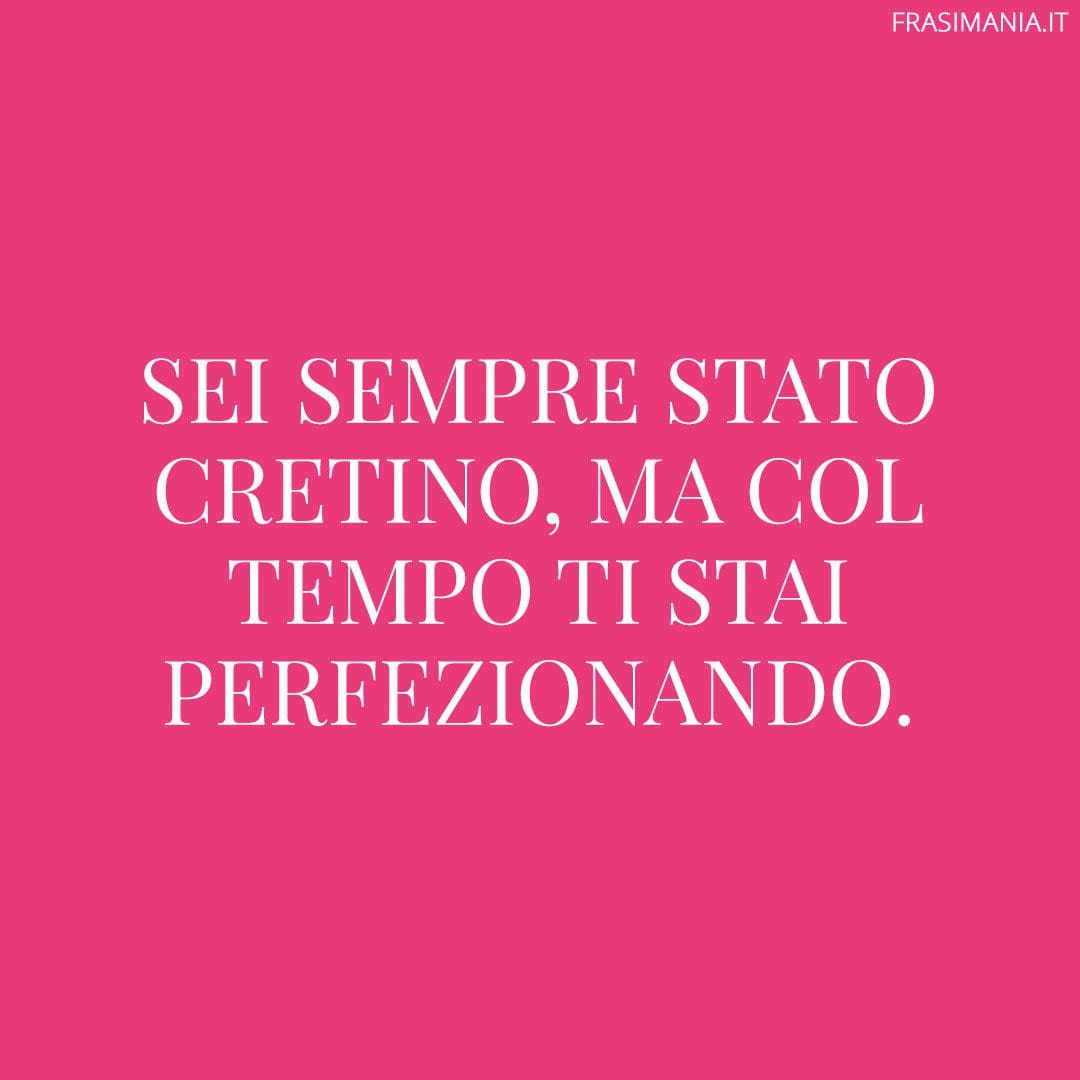 Sei sempre stato cretino, ma col tempo ti stai perfezionando.