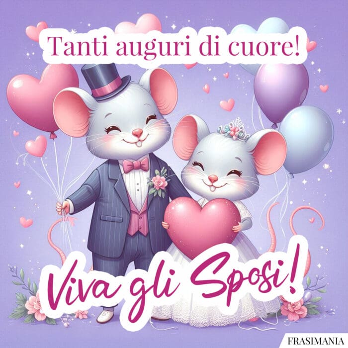 Auguri matrimonio cuore topolini